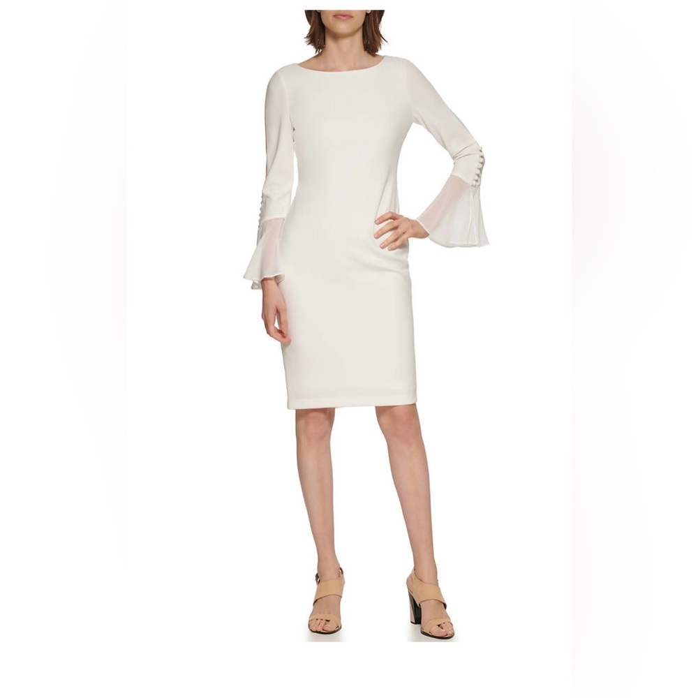 Calvin Klein - NEW - White Shift Dress with Flutter Sleeves - size 14